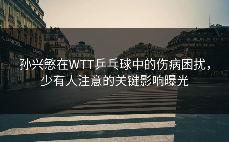 孙兴慜在WTT乒乓球中的伤病困扰，少有人注意的关键影响曝光