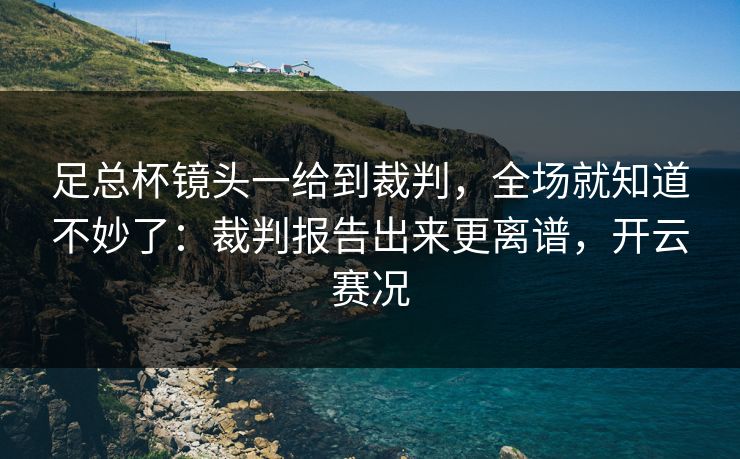 足总杯镜头一给到裁判，全场就知道不妙了：裁判报告出来更离谱，开云赛况